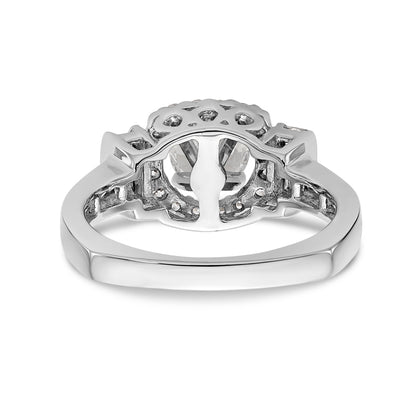 14kw Peg Set Simulated Diamond Fancy Halo Engagement Ring