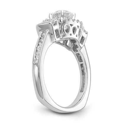 14kw Peg Set Simulated Diamond Fancy Halo Engagement Ring