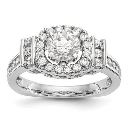 14kw Peg Set Simulated Diamond Fancy Halo Engagement Ring