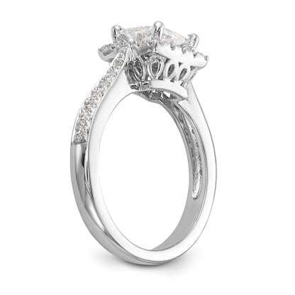 14K White Gold Diamond Princess CZ Square Halo Engagement Ring