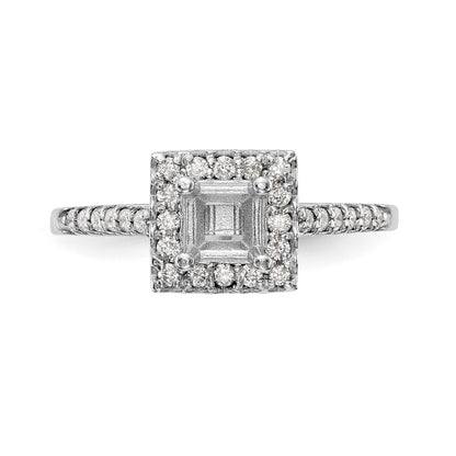 14K White Gold Diamond Princess CZ Square Halo Engagement Ring
