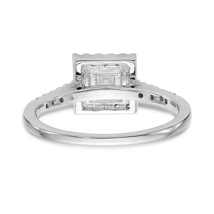 14K White Gold Diamond Princess CZ Square Halo Engagement Ring