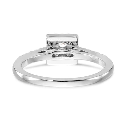 14K White Gold Diamond Princess CZ Square Halo Engagement Ring