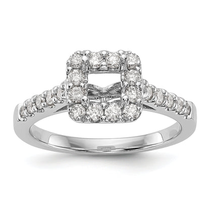 14K White Gold Diamond Princess CZ Square Halo Engagement Ring