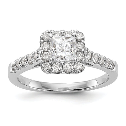 14K White Gold Diamond Princess CZ Square Halo Engagement Ring