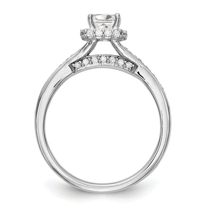 14K White Gold Diamond Princess CZ Square Halo Engagement Ring