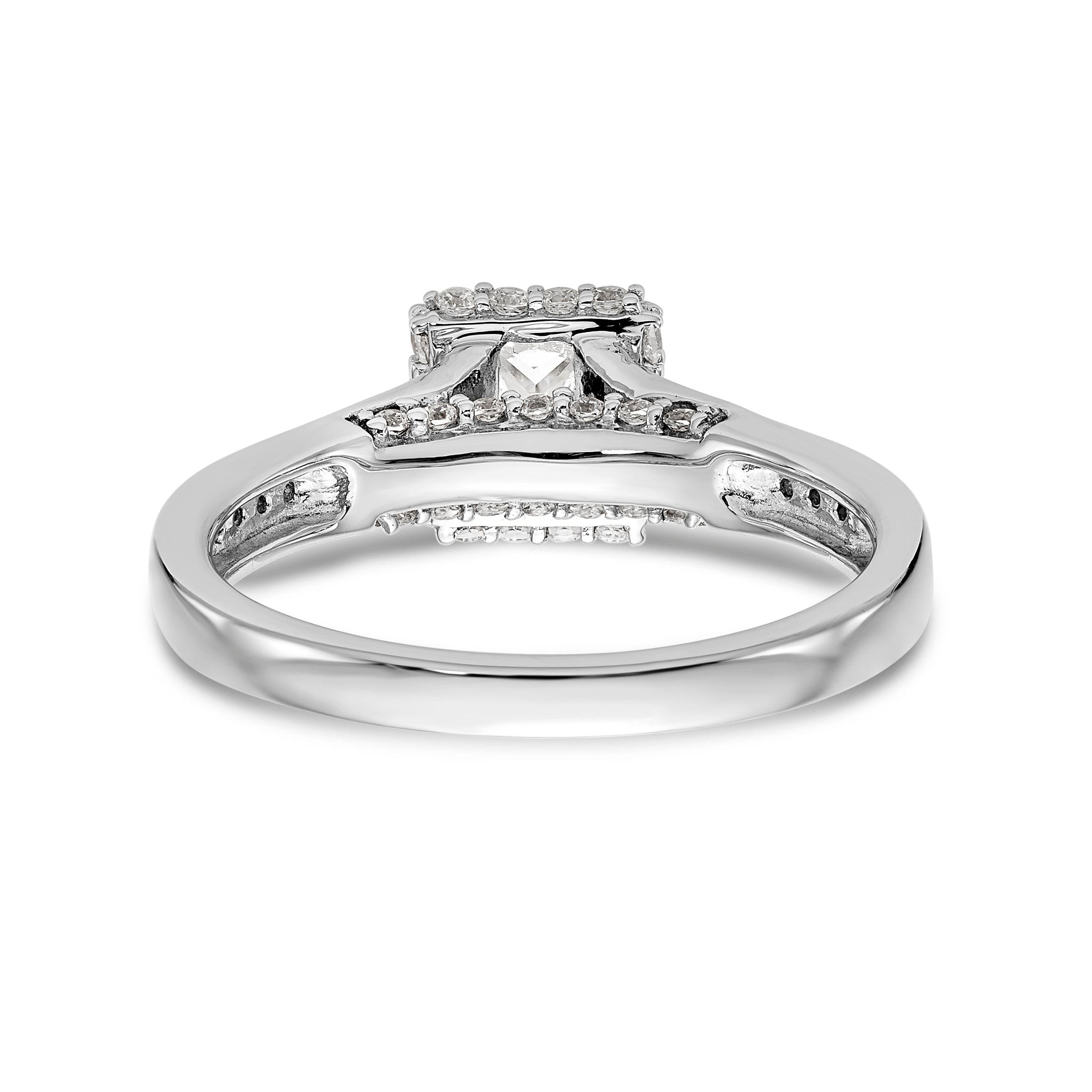 14K White Gold Diamond Princess CZ Square Halo Engagement Ring