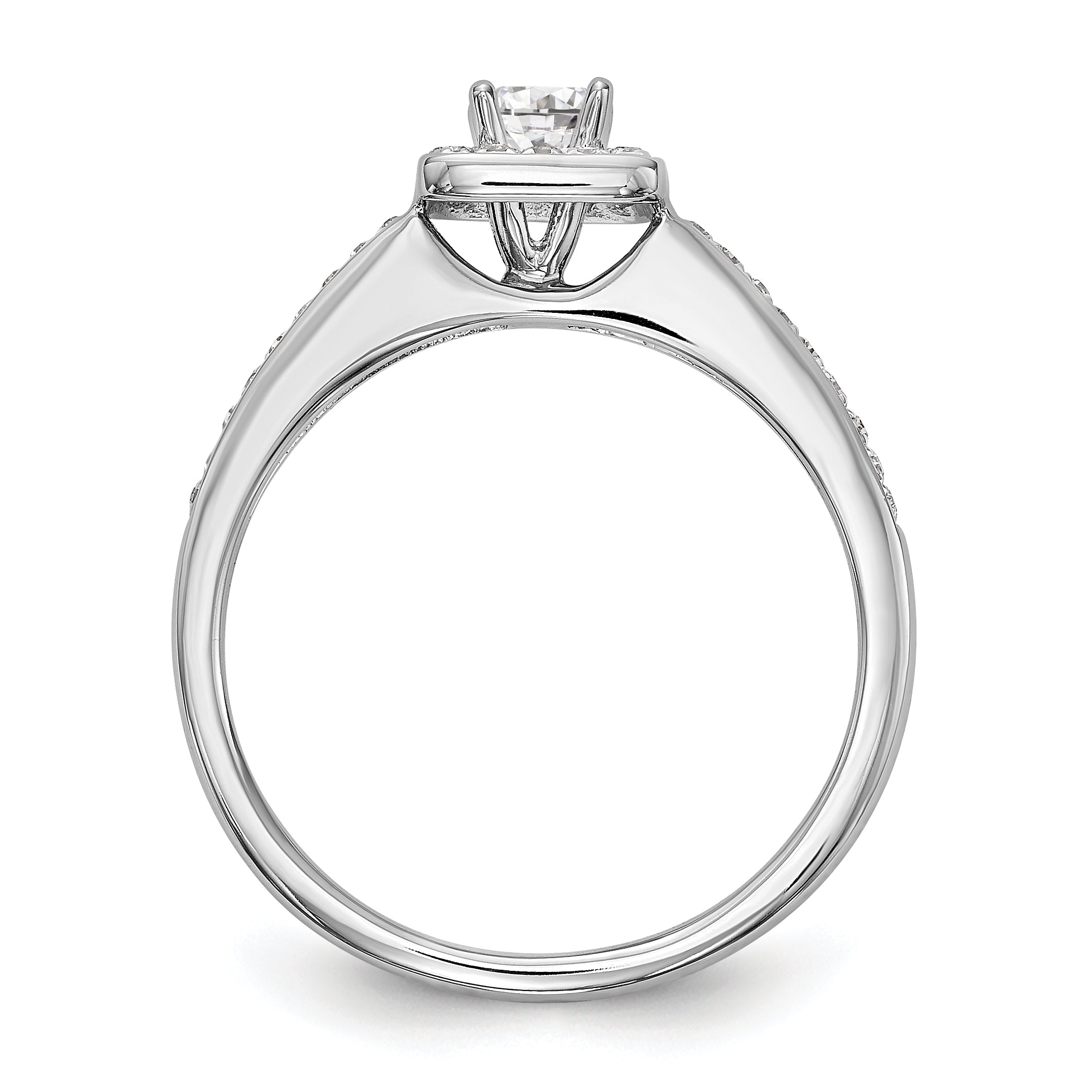 14K White Gold Diamond Princess CZ Square Halo Engagement Ring