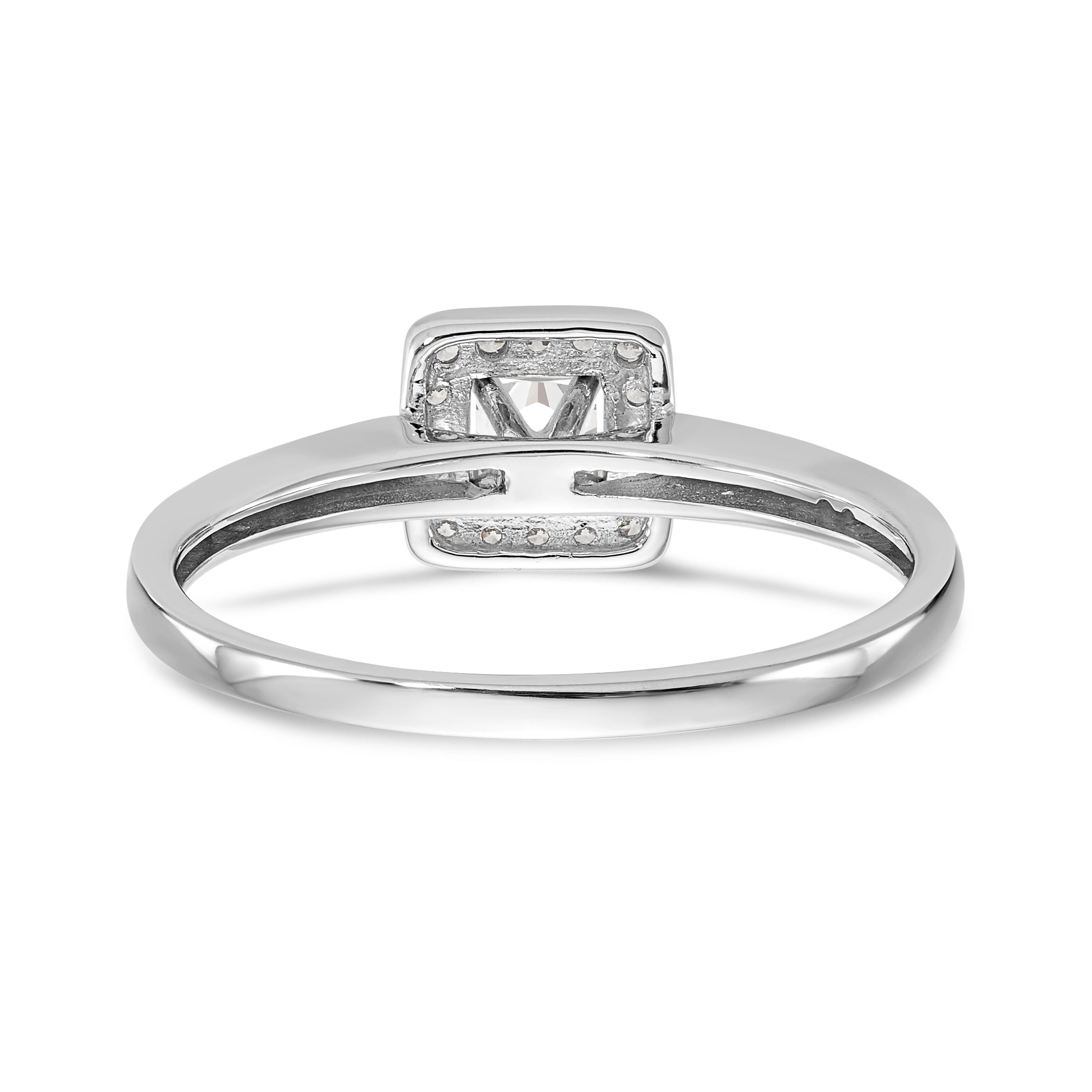 14K White Gold Diamond Princess CZ Square Halo Engagement Ring