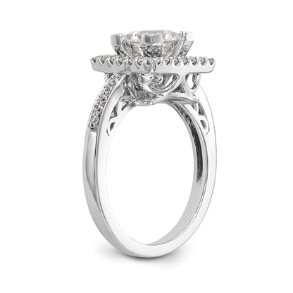 14kw Peg Set Diamond Princess CZ Square Halo Engagement Ring