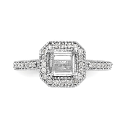 14K White Gold Diamond Princess CZ Square Halo Engagement Ring
