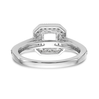 14K White Gold Diamond Princess CZ Square Halo Engagement Ring