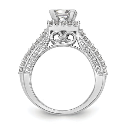 14kw Peg Set Diamond Princess CZ Square Halo Engagement Ring