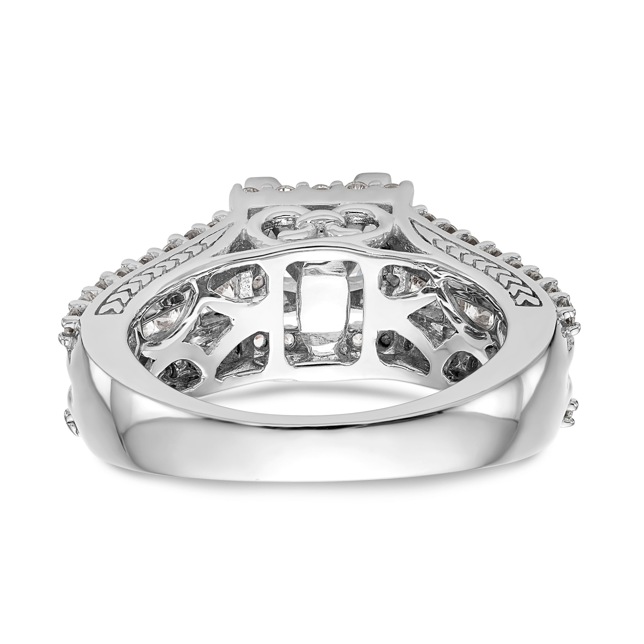 14kw Peg Set Diamond Princess CZ Square Halo Engagement Ring