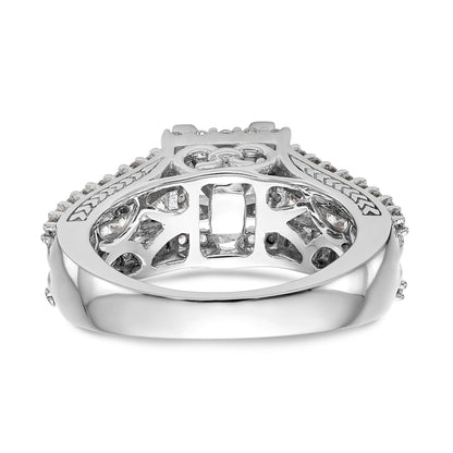 14kw Peg Set Diamond Princess CZ Square Halo Engagement Ring