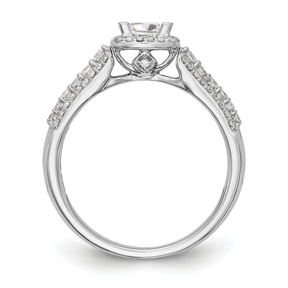 14K White Gold Diamond Princess CZ Square Halo Engagement Ring