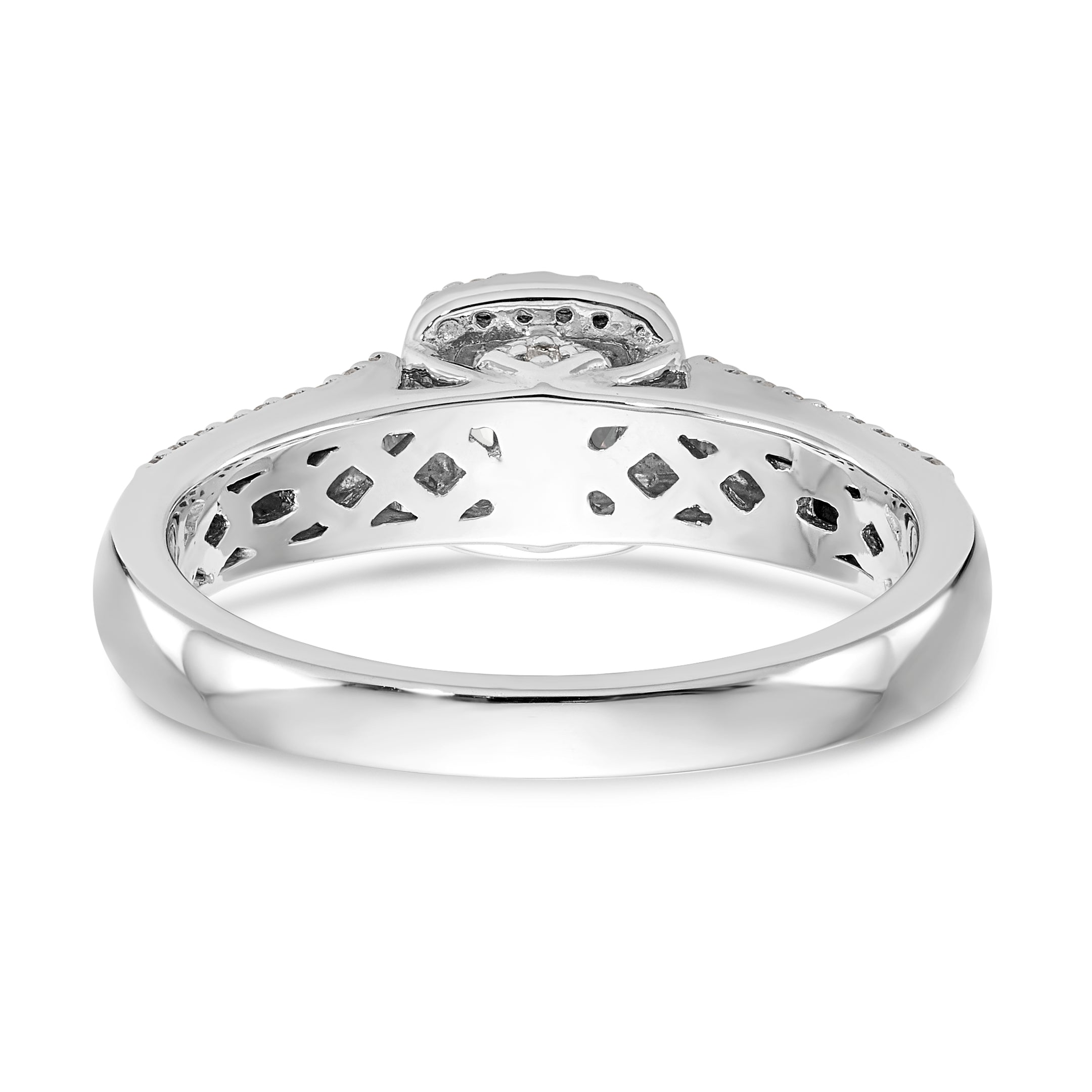 14K White Gold Diamond Princess CZ Square Halo Engagement Ring