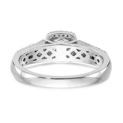 14K White Gold Diamond Princess CZ Square Halo Engagement Ring