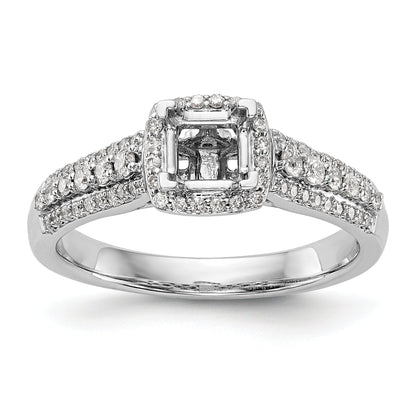 14K White Gold Diamond Princess CZ Square Halo Engagement Ring
