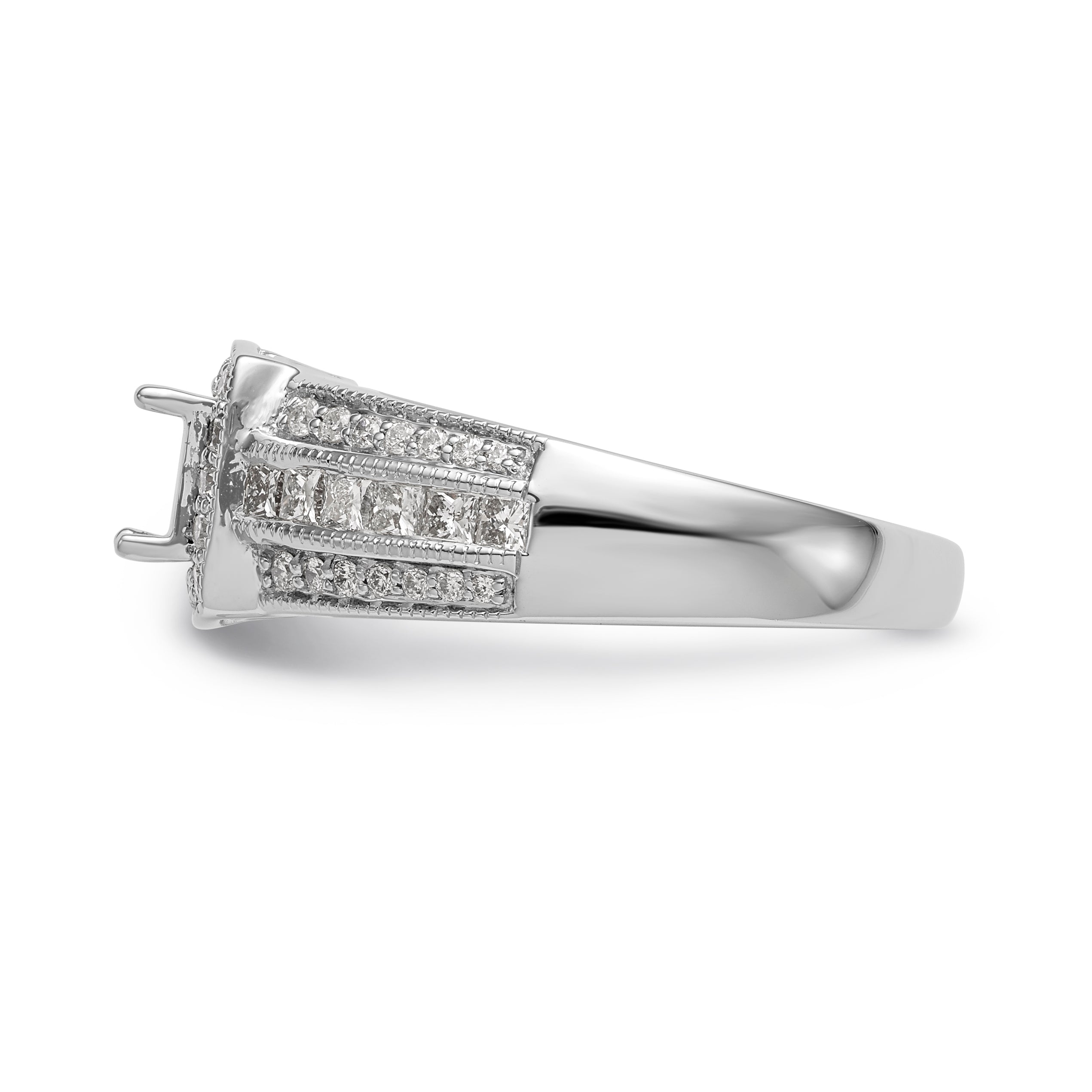 14K White Gold Diamond Princess CZ Square Halo Engagement Ring