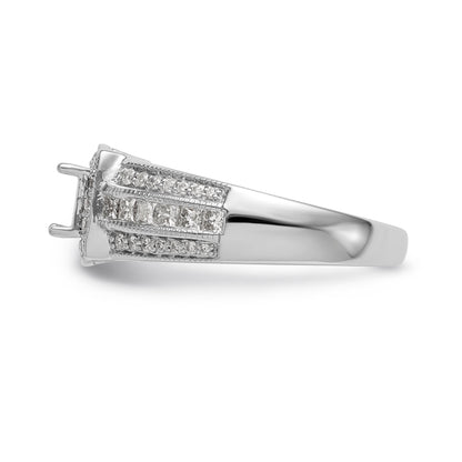 14K White Gold Diamond Princess CZ Square Halo Engagement Ring