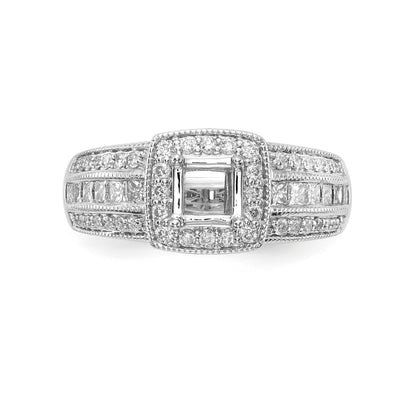 14K White Gold Diamond Princess CZ Square Halo Engagement Ring
