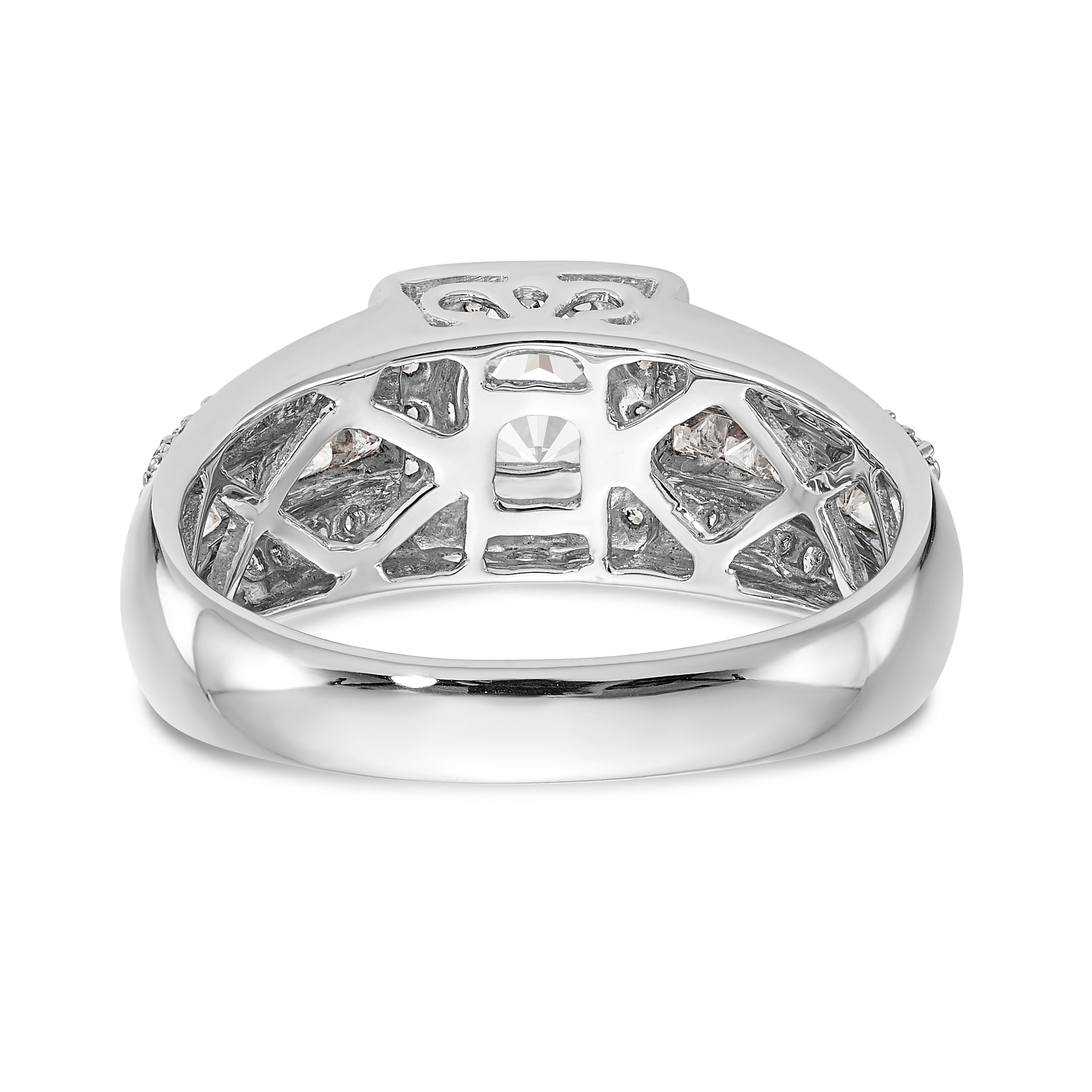 14K White Gold Diamond Princess CZ Square Halo Engagement Ring