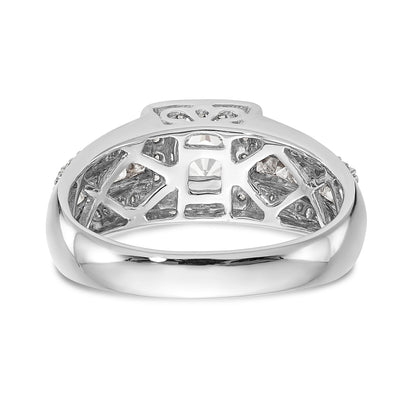 14K White Gold Diamond Princess CZ Square Halo Engagement Ring