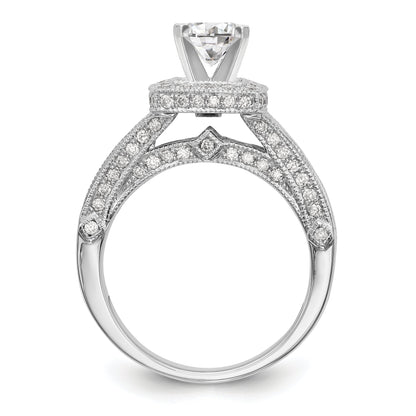 14K White Gold Diamond Princess CZ Square Halo Engagement Ring