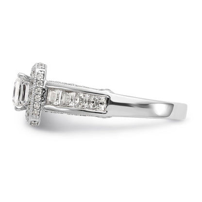 14K White Gold Diamond Princess CZ Square Halo Engagement Ring