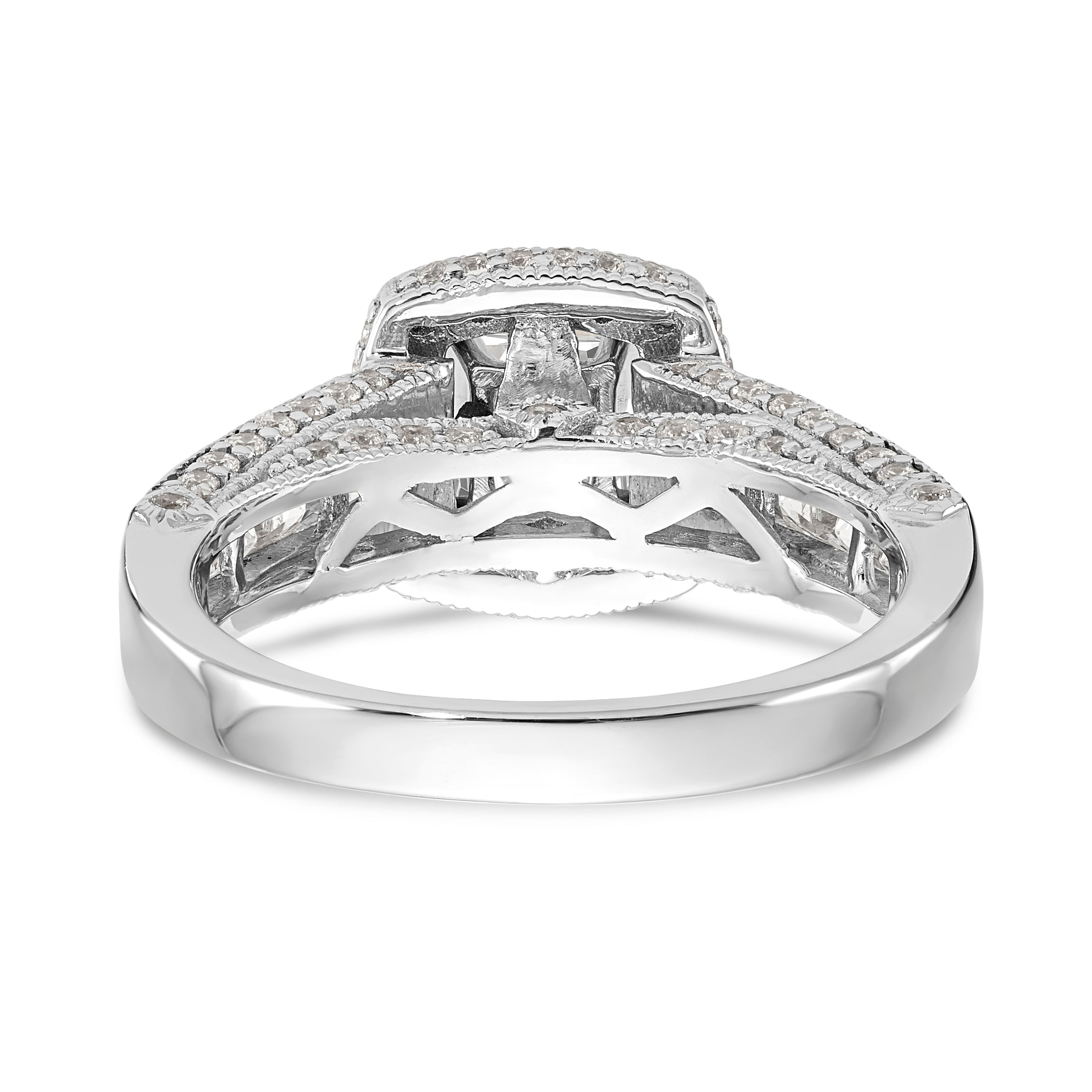 14K White Gold Diamond Princess CZ Square Halo Engagement Ring