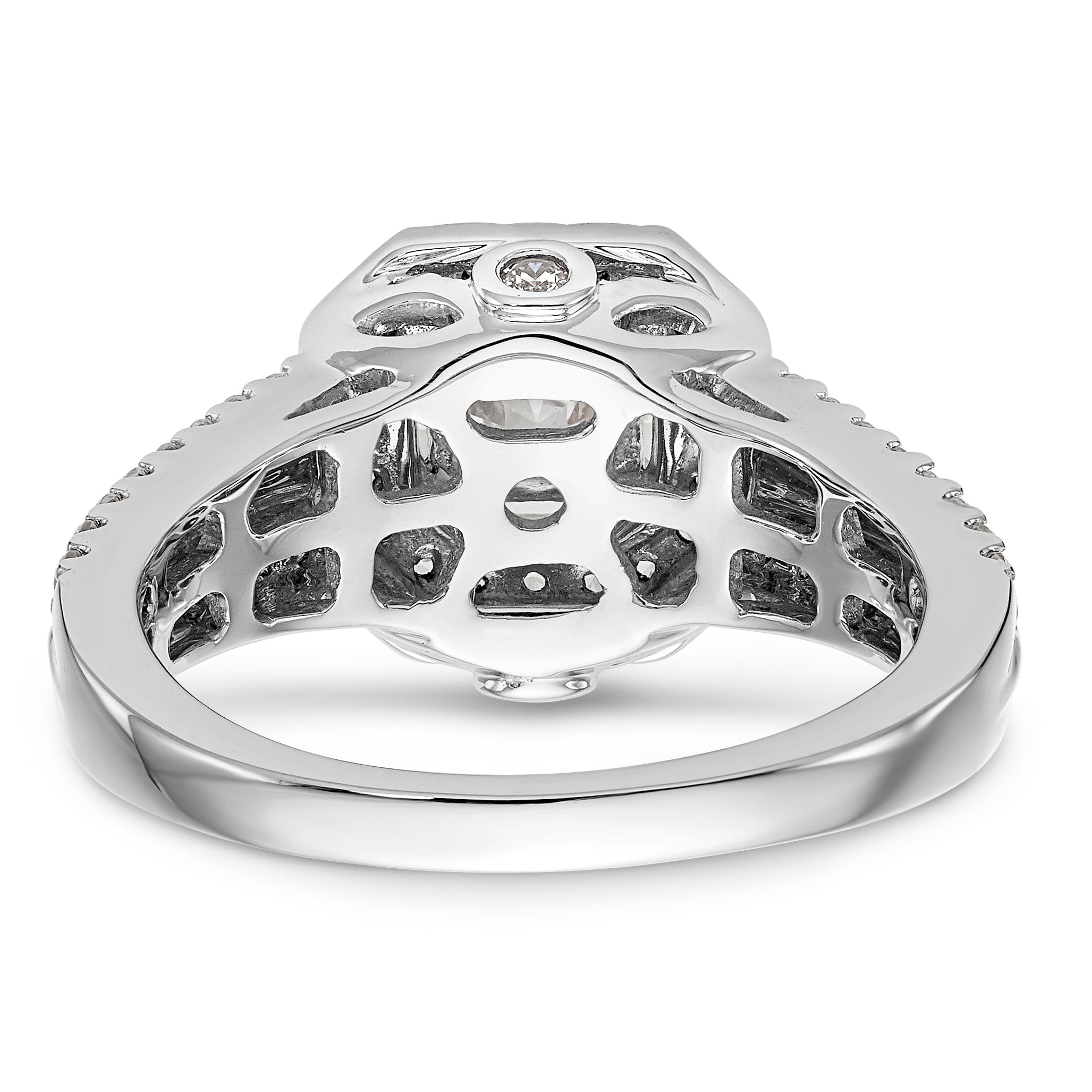 14K White Gold Diamond Princess CZ Fancy Halo Engagement Ring