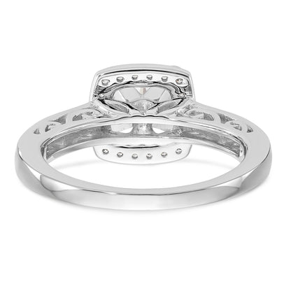 14kw Peg Set Diamond Princess CZ Cushion Halo Engagement Ring