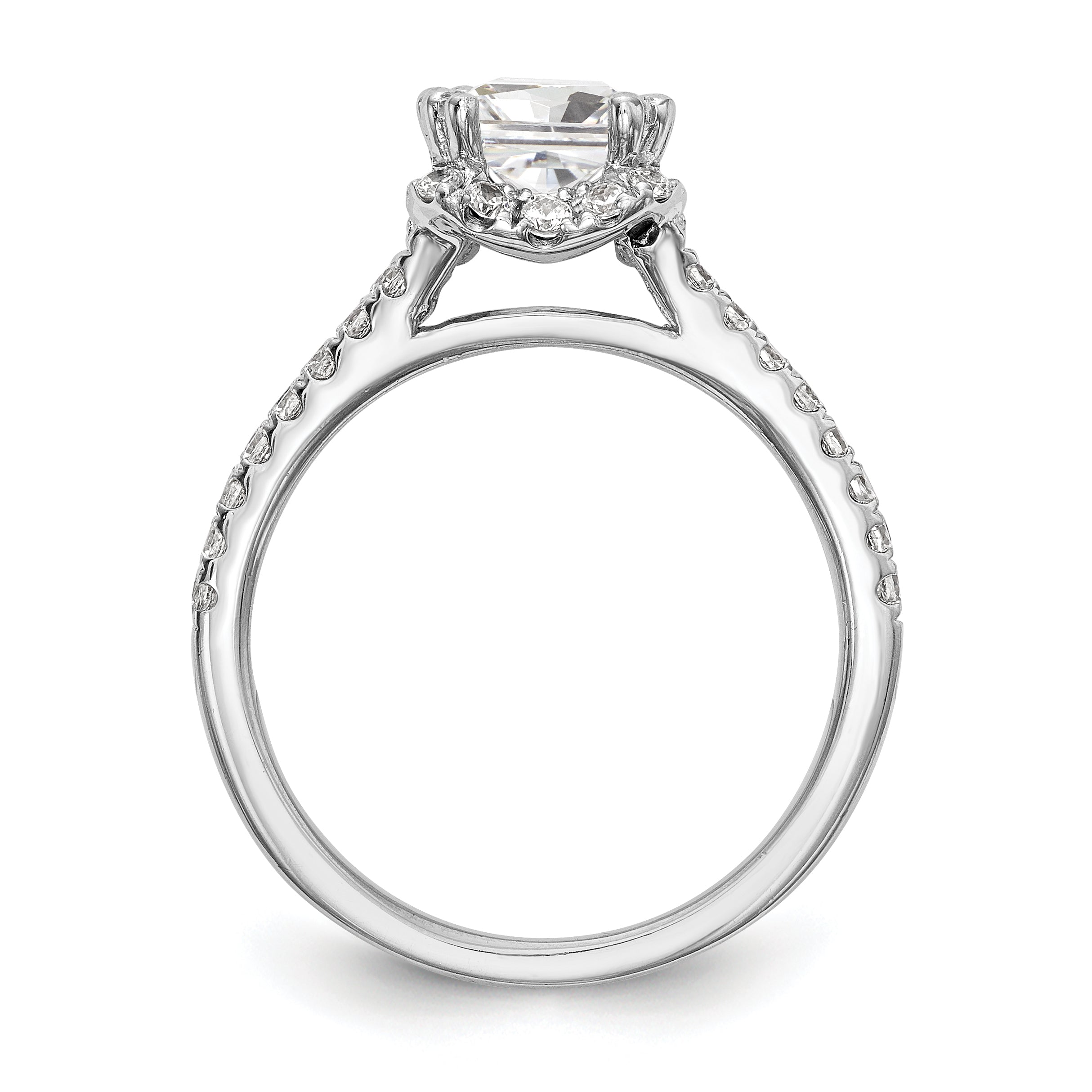 14K White Gold Diamond Princess CZ Square Halo Engagement Ring