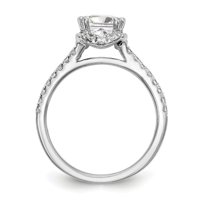 14K White Gold Diamond Princess CZ Square Halo Engagement Ring