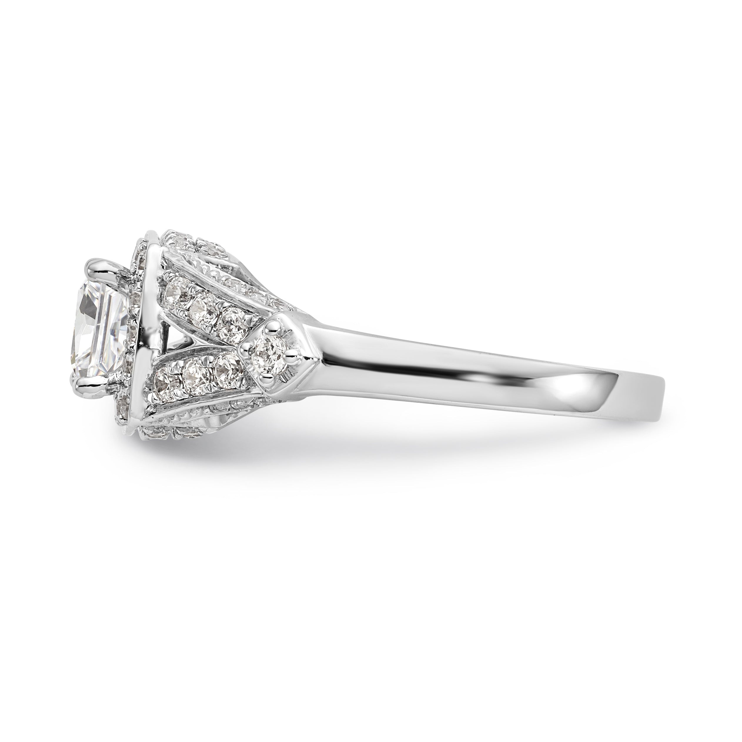 14K White Gold Diamond Princess CZ Halo Engagement Ring