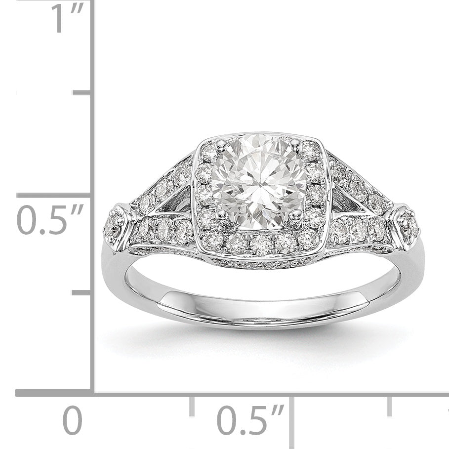 14K White Gold Diamond Princess CZ Halo Engagement Ring