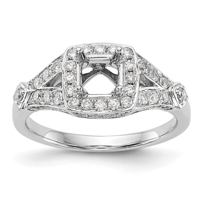 14K White Gold Diamond Princess CZ Halo Engagement Ring