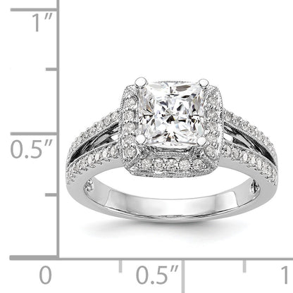 14K White Gold Diamond Princess CZ Halo Engagement Ring