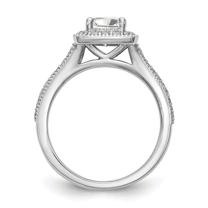 14K White Gold Diamond Princess CZ Cushion Halo Engagement Ring