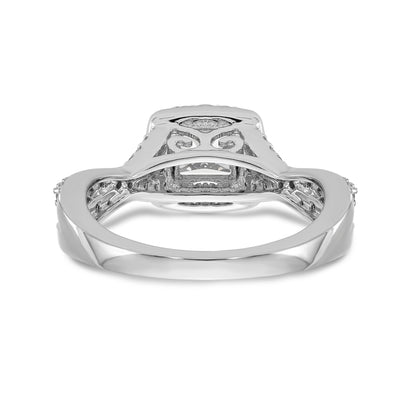14K White Gold Diamond Princess CZ Cushion Halo Engagement Ring