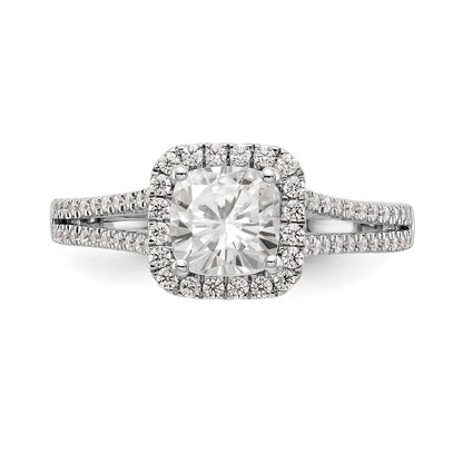 14K White Gold Diamond Cushion CZ Cushion Halo Engagement Ring