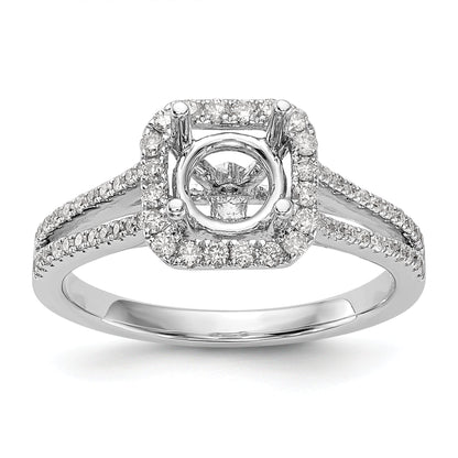 14K White Gold Diamond Cushion CZ Cushion Halo Engagement Ring