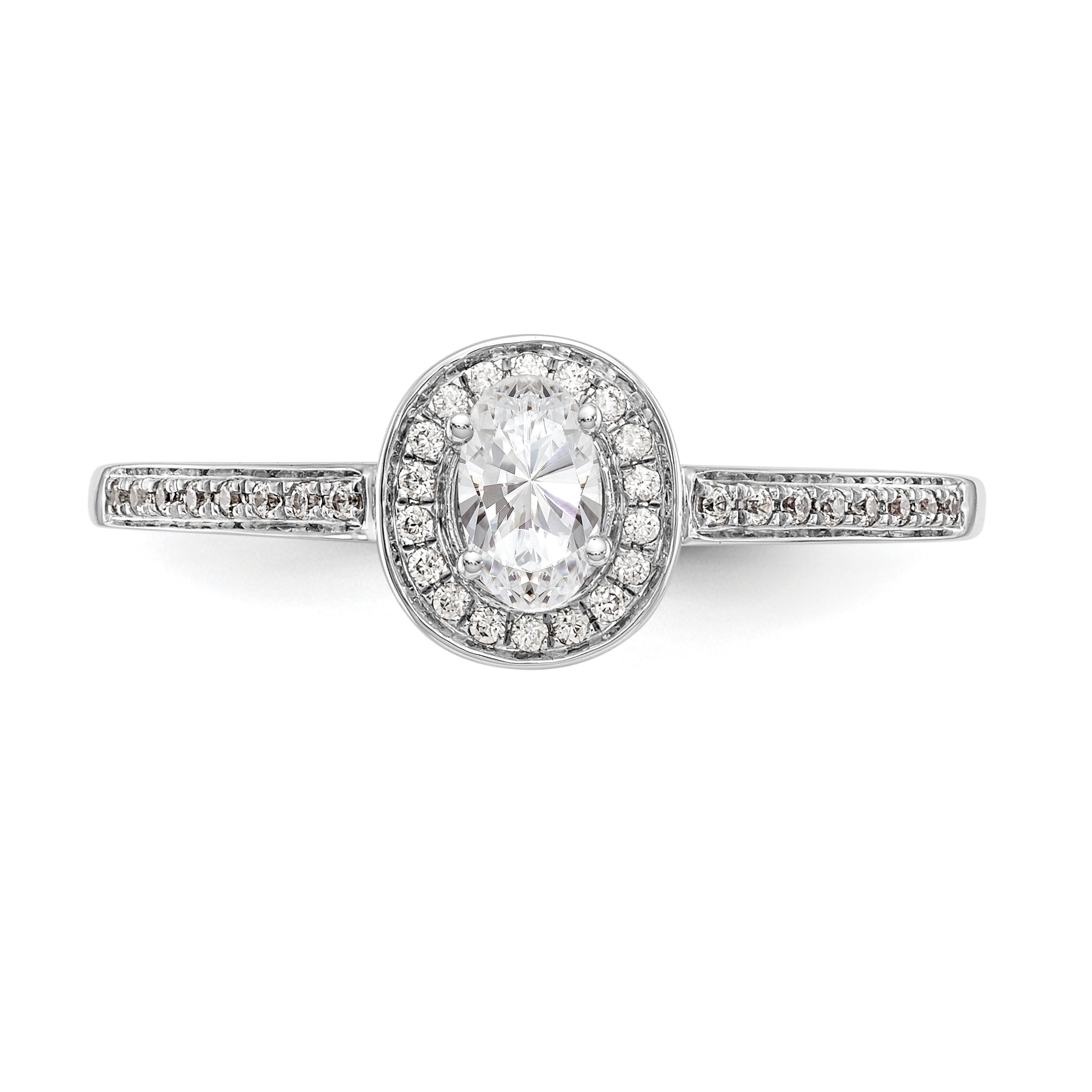 14K White Gold Diamond Oval CZ Oval Halo Engagement Ring