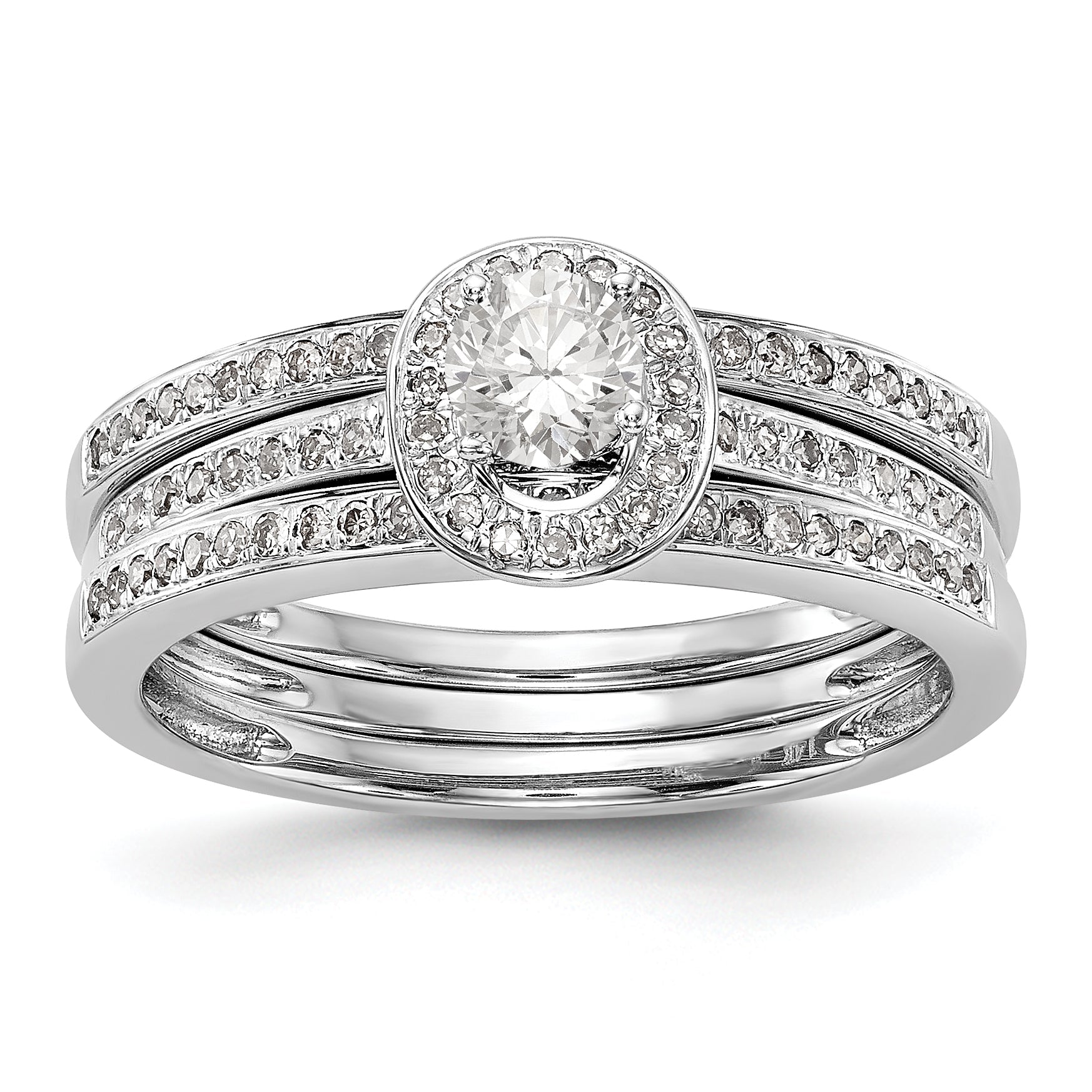 14K White Gold Diamond Oval CZ Oval Halo Engagement Ring