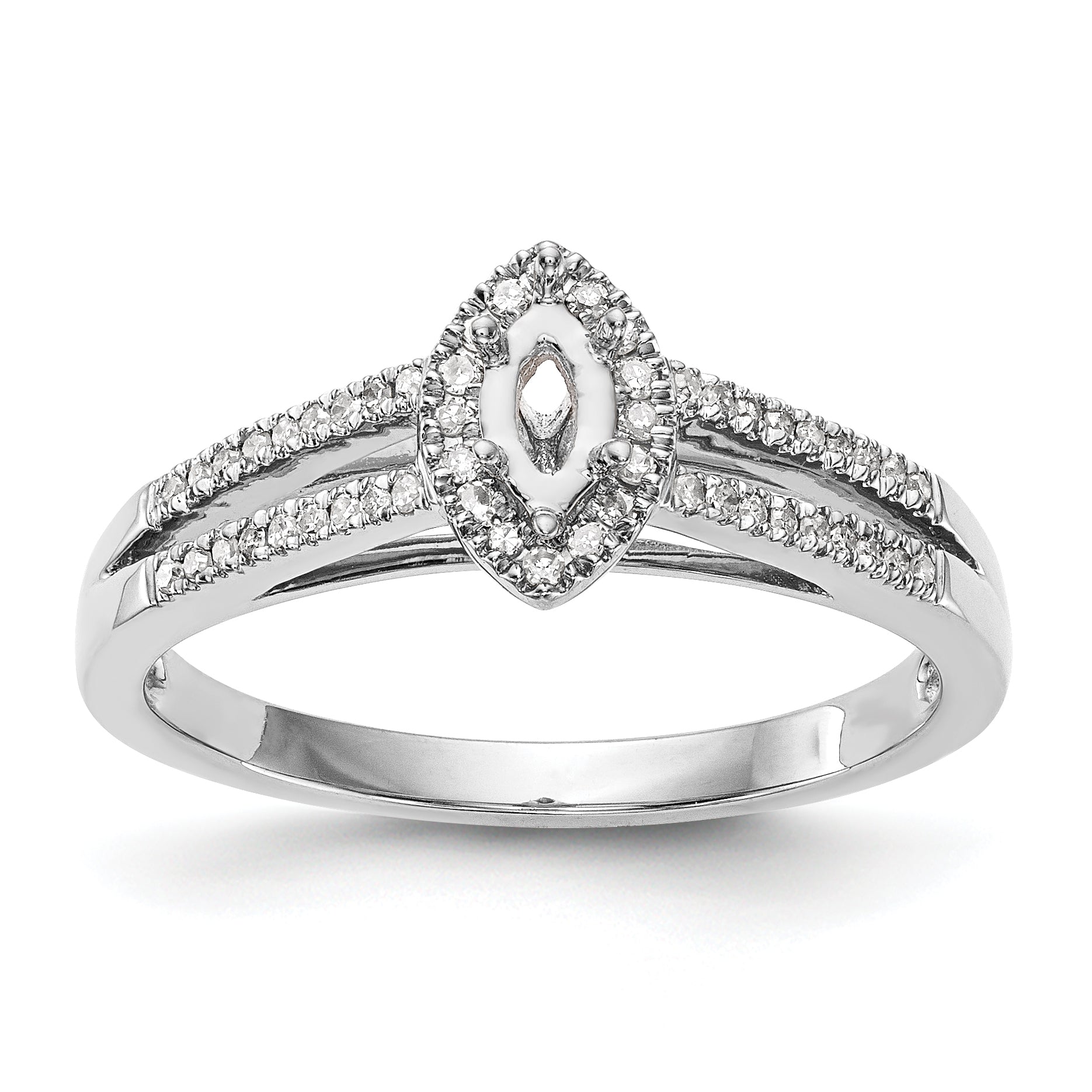 14K White Gold Diamond Marquise CZ Halo Engagement Ring