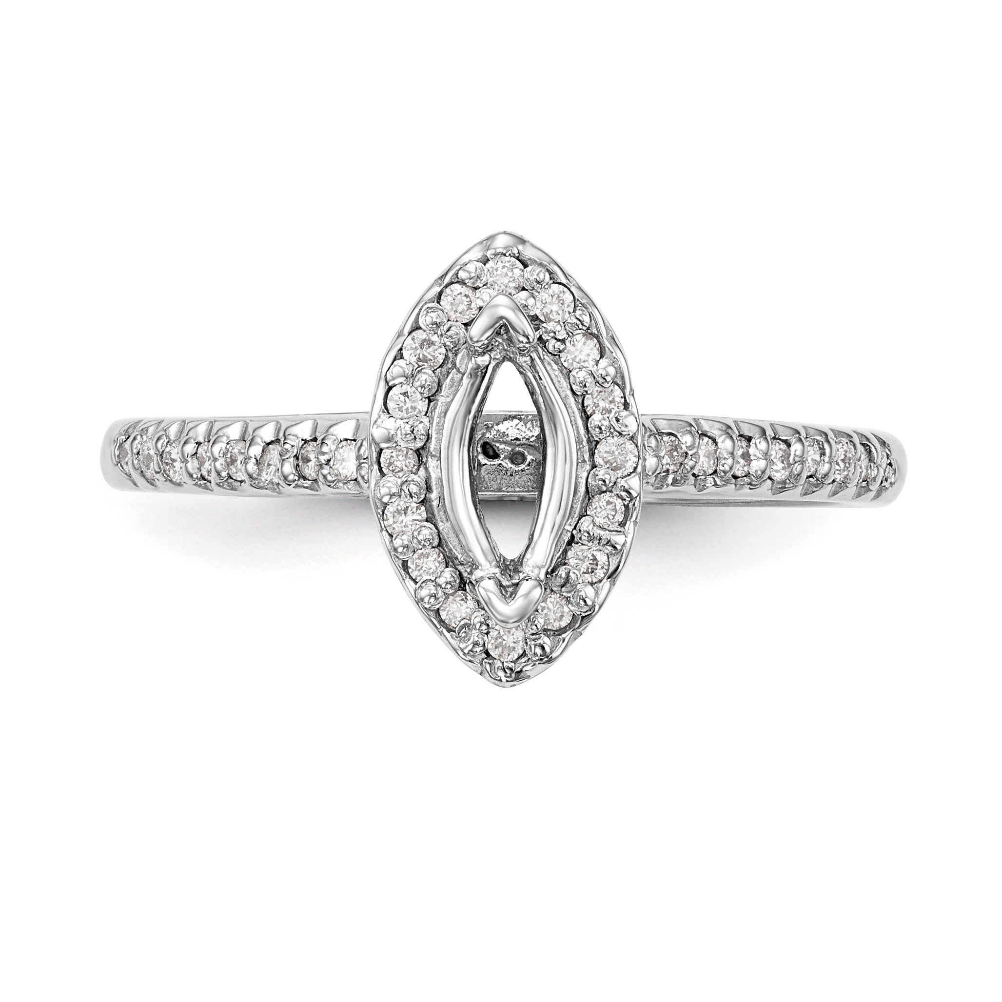14K White Gold Diamond Marquise CZ Halo Engagement Ring