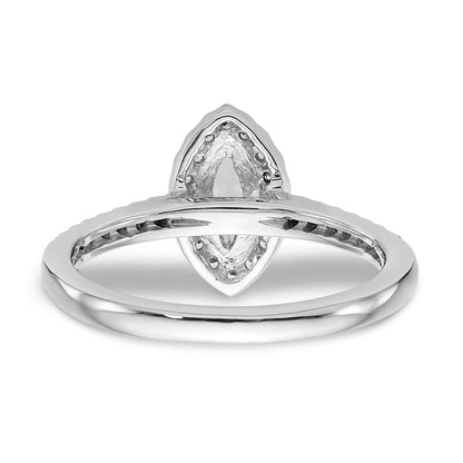 14K White Gold Diamond Marquise CZ Halo Engagement Ring