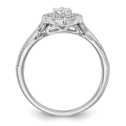 14K White Gold Diamond Marquise CZ Halo Engagement Ring