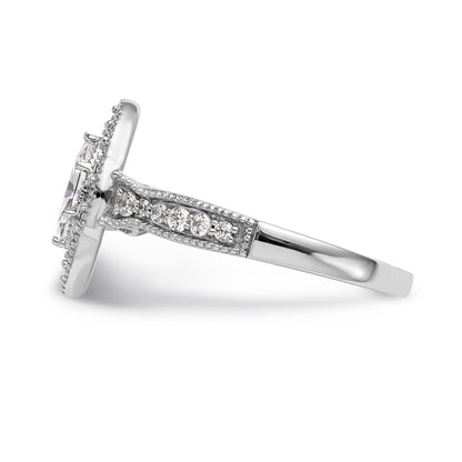 14K White Gold Diamond Marquise CZ Halo Engagement Ring